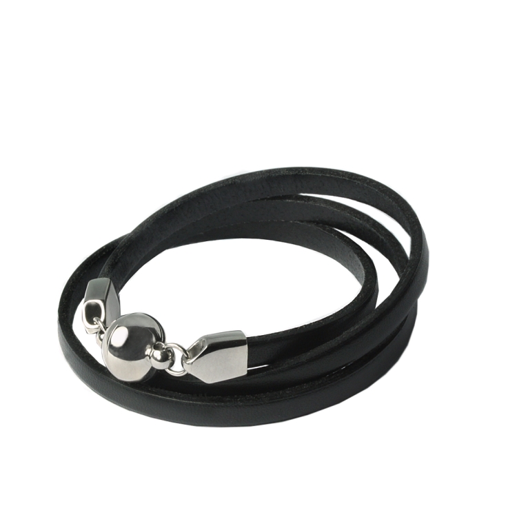 Leather bracelet SAMBA, 3 turns,  magnetic clasp