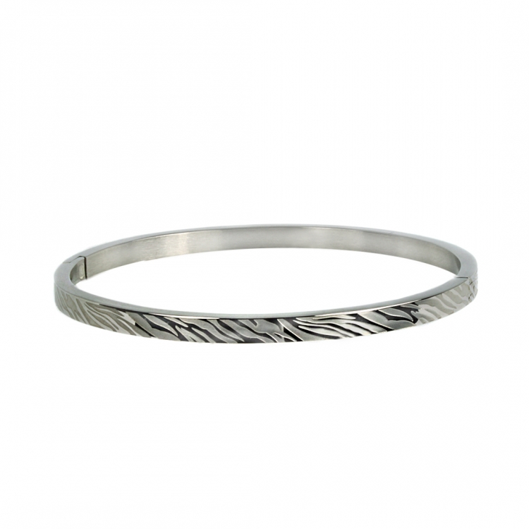 Stainless steel bangle 5mm, with zebra print